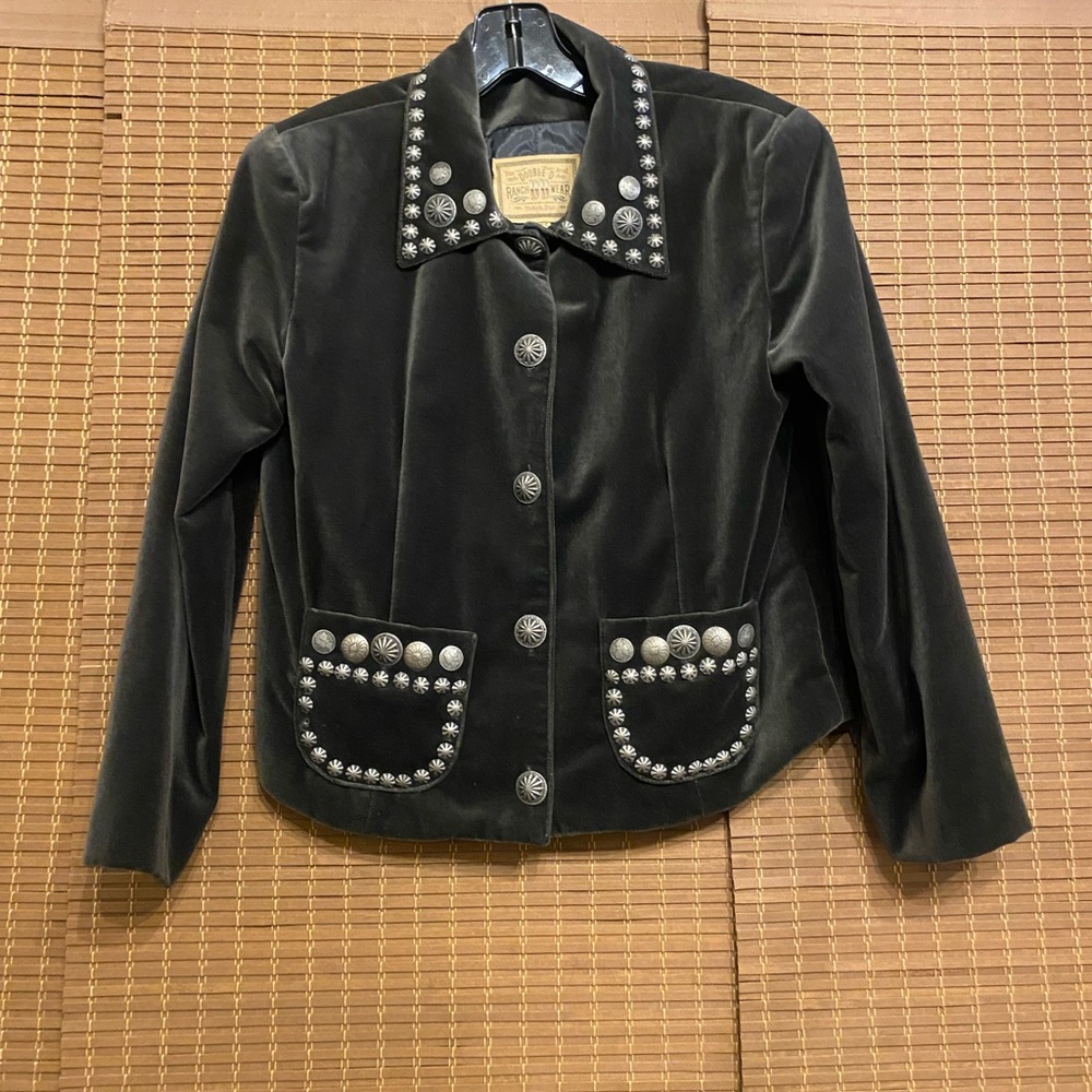 Vintage Double D Ranch Wear XS Charcoal Gray Velvet Jacket and Skirt
